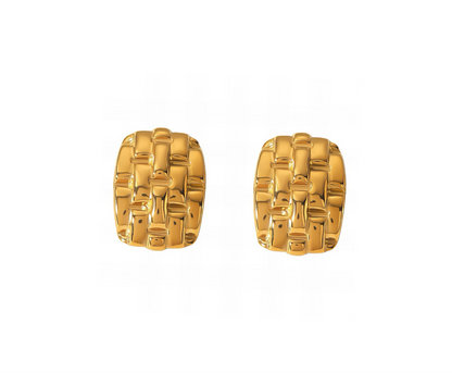 Gold Chunky Weave Hoop Earrings