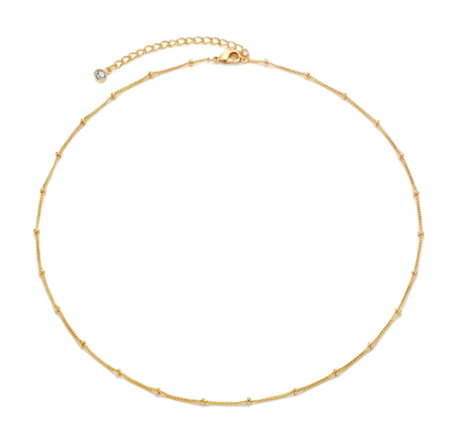 Gold Dainty Beaded Chain Necklace