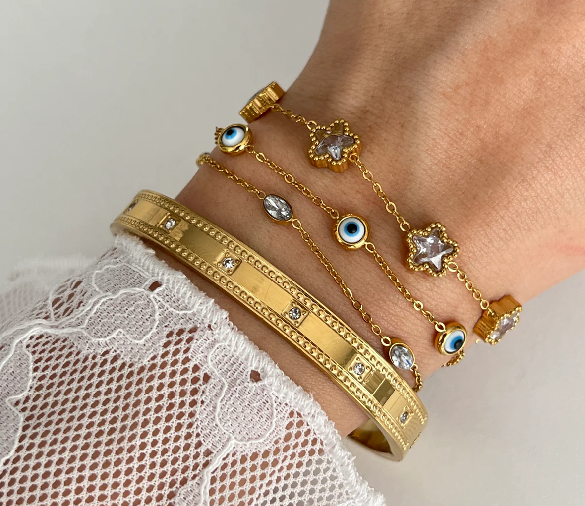 Gold Crystal-Studded Bangle