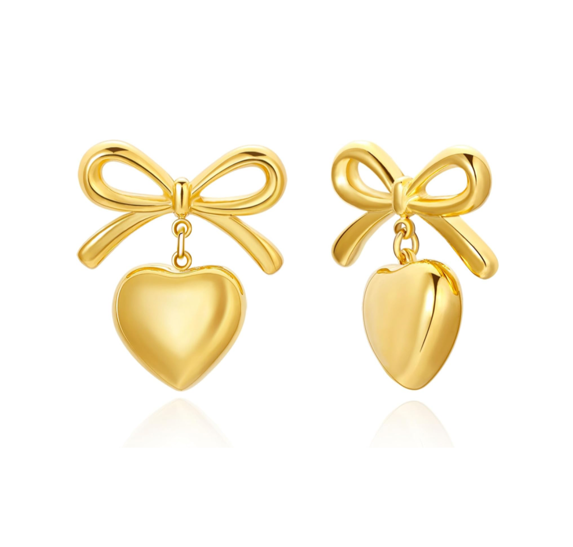 Gold Heart Bow Hoop Earrings